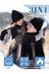 Kiiwah 3 en 1 Packs Hiver Bonnet, Écharpe et Gants Écran Tactile pour Femme et Homme, Classique Simple Noir, Doux, Élasticité