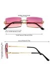Gaosaili Lot de 3&nbsp;paires de lunettes de soleil, en forme de rectangle, sans bord/cadre, style rétro, lentille transparent, un