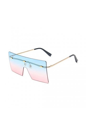 OuShiun Square Oversized Lunettes de soleil rétro tendance plates pour homme et femme Protection UV, Bleu/rose