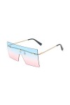 OuShiun Square Oversized Lunettes de soleil rétro tendance plates pour homme et femme Protection UV, Bleu/rose
