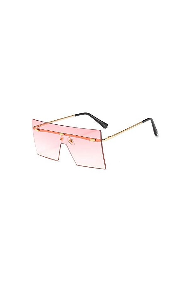 OuShiun Square Oversized Lunettes de soleil rétro tendance plates pour homme et femme Protection UV, Bleu/rose