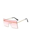 OuShiun Square Oversized Lunettes de soleil rétro tendance plates pour homme et femme Protection UV, Bleu/rose