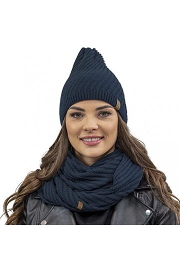 VIVISENCE Ensemble Bonnet + Cache-Cou 7017Kmpl, Bleu Marine,UNI