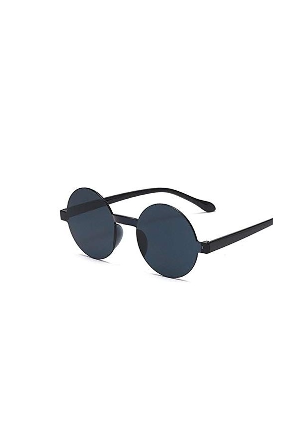 YUANCHENG Lunettes de soleil rondes sans monture pour femmes Lunettes de soleil rétro de couleur bonbon 1-Noir