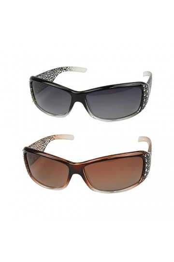 Kikuo 2 pièces Lunettes de Soleil Femme Polarisées mode et élégantes Lunettes de soleil Montures incrustées de diamants Lunet