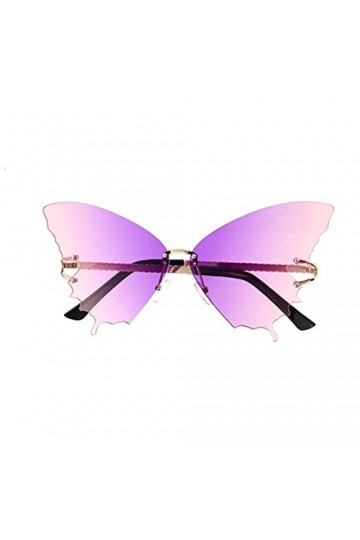 SOIMISS Lunettes de soleil sans monture papillon lunettes de soleil vintage punk océan plage hipster lunettes de protection d