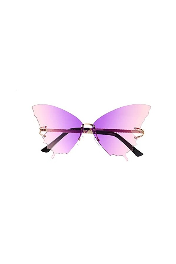 SOIMISS Lunettes de soleil sans monture papillon lunettes de soleil vintage punk océan plage hipster lunettes de protection d
