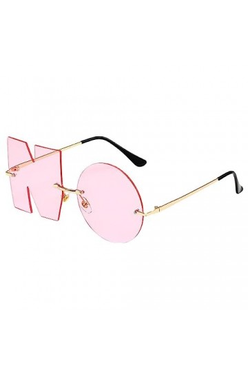 Lettre NO Lunettes de soleil sans monture, lunettes de soleil de protection UV au design unique irrégulier, lunettes de solei