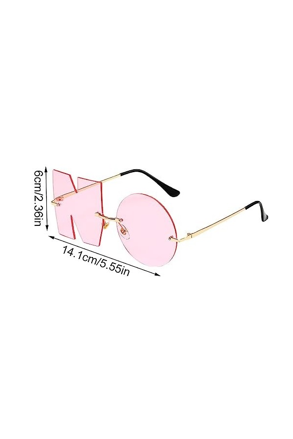 Lettre NO Lunettes de soleil sans monture, lunettes de soleil de protection UV au design unique irrégulier, lunettes de solei