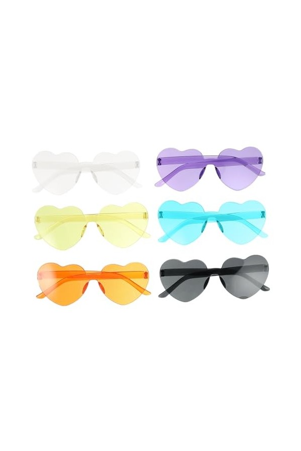 Amosfun 6 Pièces Lunettes De Soleil Coeur Lunettes De Soleil Bachelorette Lunettes De Mode Pour Femmes Lunettes De Soleil À L