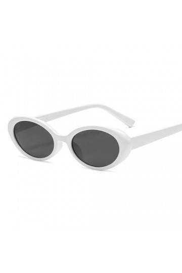 TICHEROMU Lunettes de soleil ovales Y2k tendance rétro pour femme UV400, blanc, Large