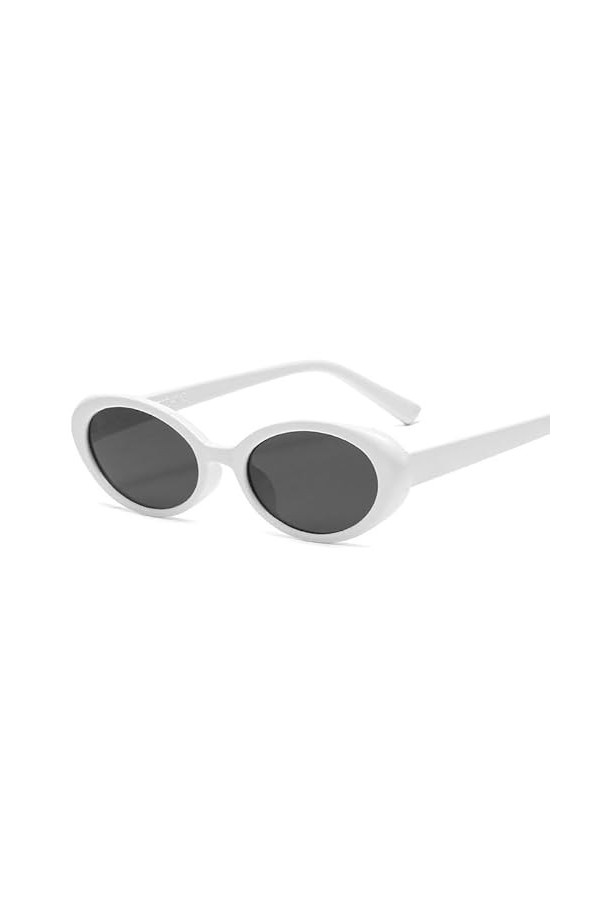 TICHEROMU Lunettes de soleil ovales Y2k tendance rétro pour femme UV400, blanc, Large