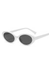 TICHEROMU Lunettes de soleil ovales Y2k tendance rétro pour femme UV400, blanc, Large