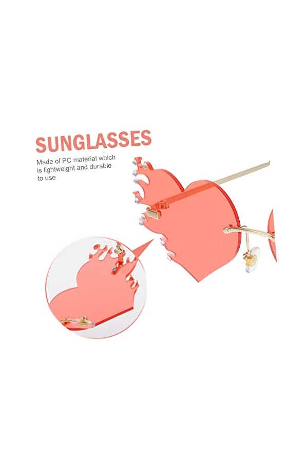 SOIMISS Des Lunettes De Soleil Lunettes De Soleil Coeur Vintage Sans Monture Lunettes De Soleil Femme Lunettes De Fête De Cél
