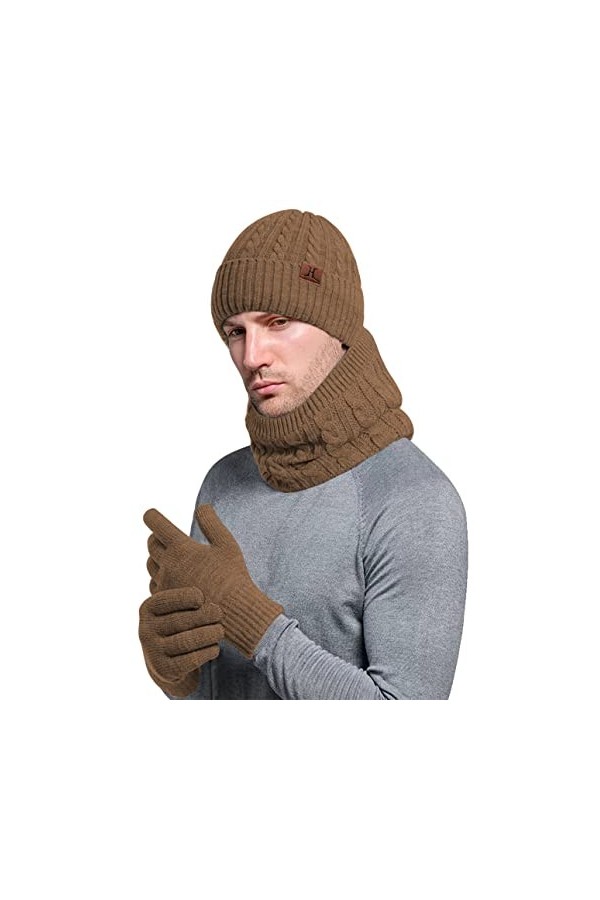 H Ensemble écharpe et gants pour femme, gris foncé, taille unique