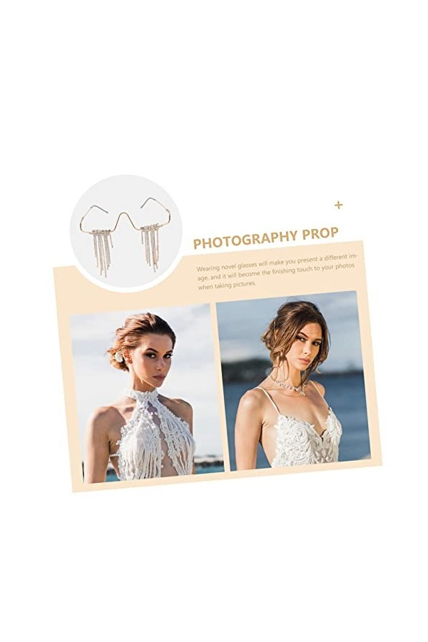 FRCOLOR 1 Pc Lunettes Sans Monture Lunettes En Cristal Sans Lentille Décor De Fête Cadre En Diamant Lunettes à Modeler Pompon