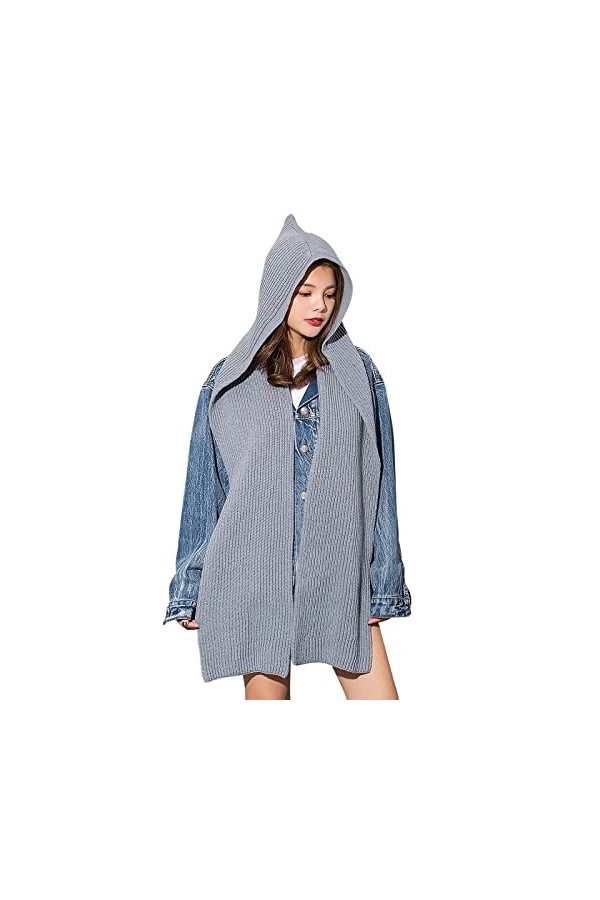 ITODA Écharpe tricotée à capuche pour femme