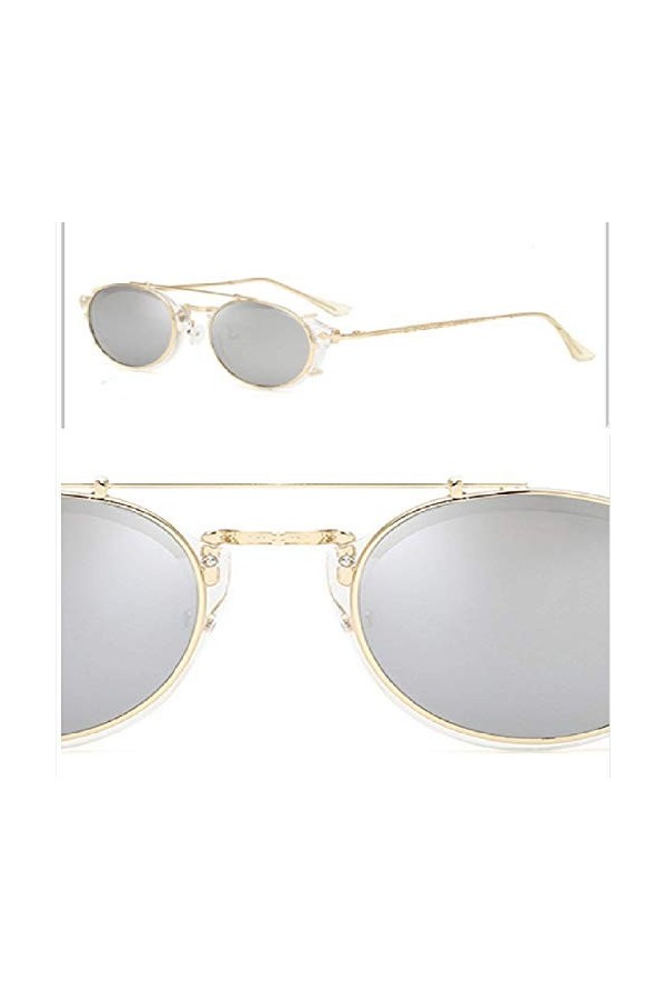 XIAOHAO Lunettes de Soleil Femme Ultra-léger métal Non-précision Lunettes de Soleil en métal Plat. Mercure Blanc Transparent,