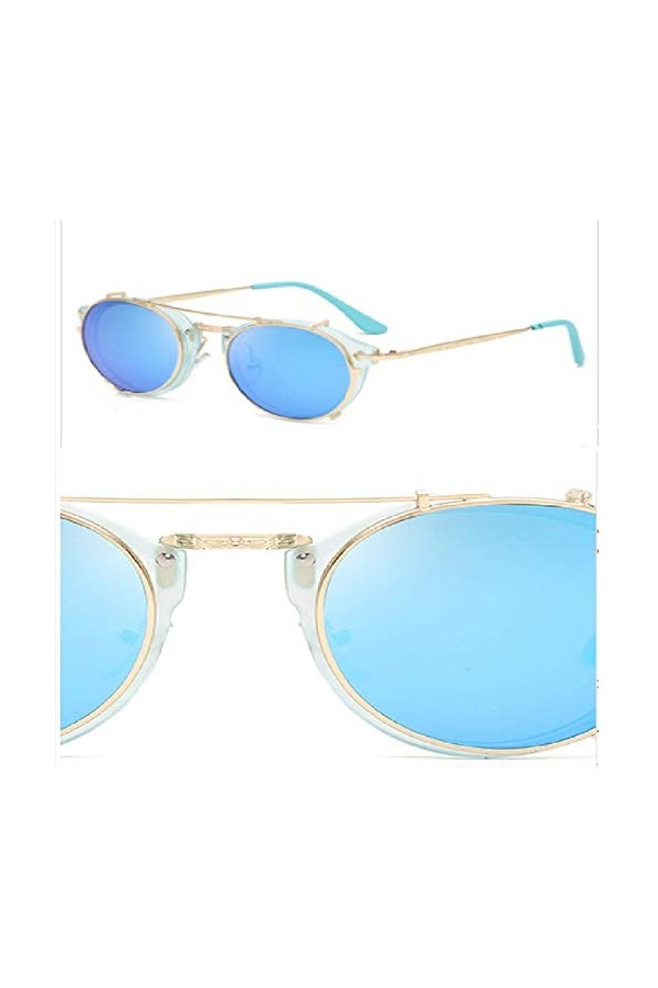 XIAOHAO Lunettes de Soleil Femme Ultra-léger métal Non-précision Lunettes de Soleil en métal Plat. Mercure Bleu de Cadre Bleu