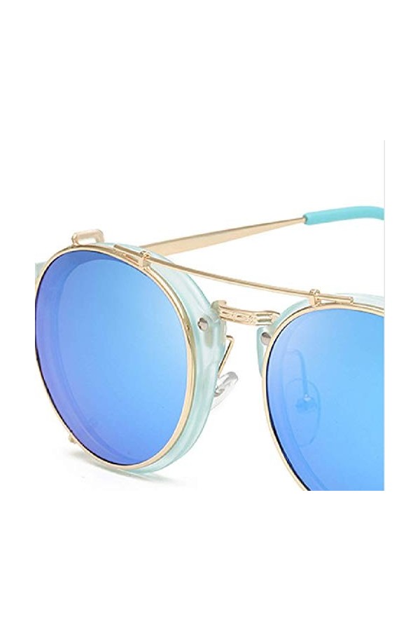 XIAOHAO Lunettes de Soleil Femme Ultra-léger métal Non-précision Lunettes de Soleil en métal Plat. Mercure Bleu de Cadre Bleu