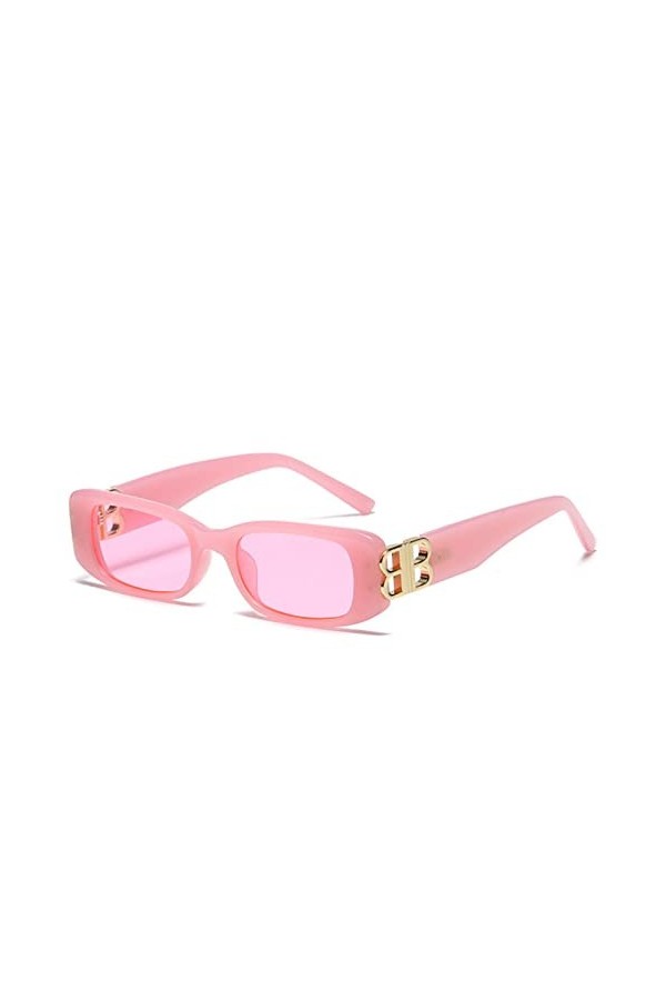 Lunettes de Soleil Rectangle futuristes Femmes Hommes UV 400 Noir Rose Lunettes de Soleil