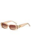 Lunettes de Soleil Rectangle futuristes Femmes Hommes UV 400 Noir Rose Lunettes de Soleil