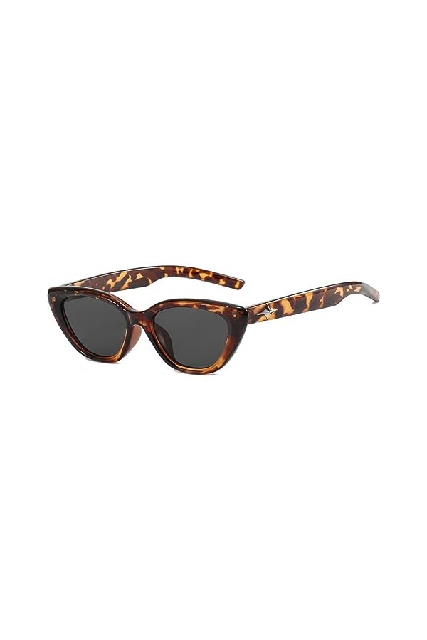 TICHEROMU Lunettes de soleil ovales rétro pour homme et femme, lunettes de soleil œil de chat tendance, petites lunettes de s