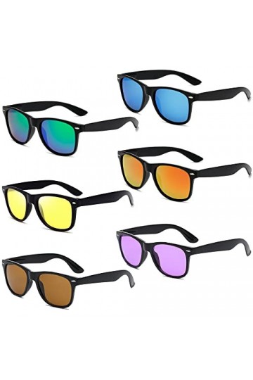 Lot de 6 lunettes de soleil fluo unisexes pour homme et femme