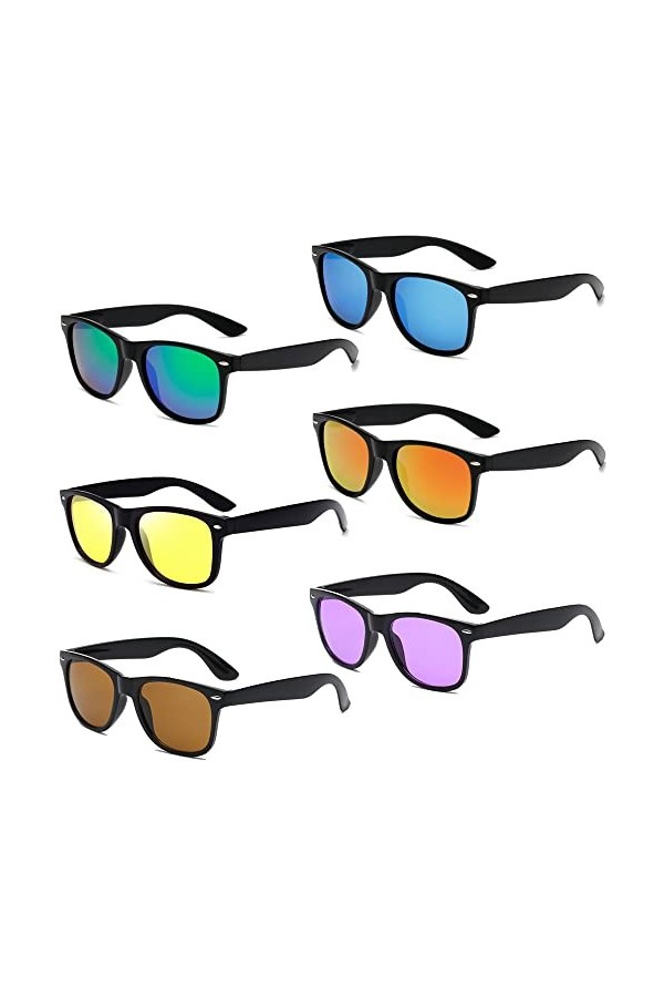 Lot de 6 lunettes de soleil fluo unisexes pour homme et femme