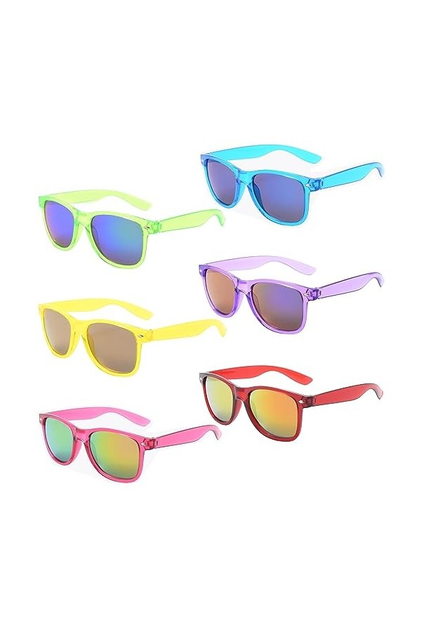 Lot de 6 lunettes de soleil fluo unisexes pour homme et femme