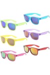 Lot de 6 lunettes de soleil fluo unisexes pour homme et femme