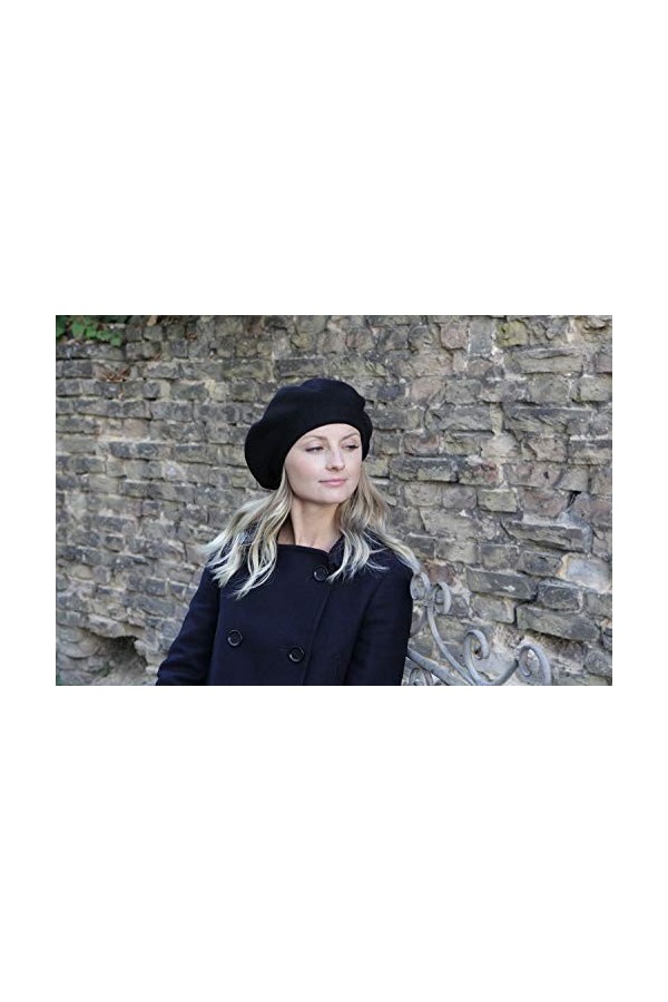 Hilltop Béret pour femme Béret en laine noir - Béret basque - Bonnet femme - Chapeau femme pour lhiver - Couvre-chef femme -
