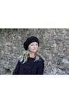 Hilltop Béret pour femme Béret en laine noir - Béret basque - Bonnet femme - Chapeau femme pour lhiver - Couvre-chef femme -