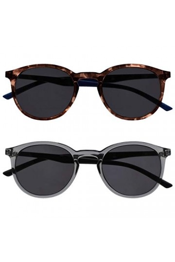 OPULIZE Met Lunettes de Lecture Pack de 2 Solaire Monture Ronde et Mince Charnières à Ressort Verres Teintés Anti-Rayures Mar