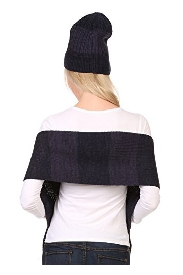 Sakkas CHSS1541 -Robin Unisexe Ensemble Bonnet à Pompon Chiné et Foulard Tricoté Côtelé - Bleu Marine - One Size Regular