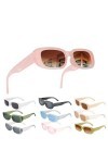 FAMCUCHE Lot de 10 lunettes de soleil rectangulaires pour femme - Avec protection UV - Multicolore - Rétro - Accessoires esth