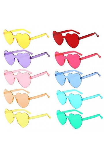 通用 NC Lunette Coeur, 10 Paires Multicolore Lunette de Soleil Coeur sans Monture Lunette Drole pour Party Saint Valentin Photo