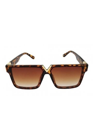 London Design Grandes lunettes de soleil surdimensionnées carrées style V pour femme - Dessus plat - Grand cadre - Mode pour 