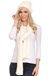 Sakkas CHSS1540 -Aldis Unisexe Ensemble Bonnet à Pompon et Foulard Tricoté Côtelé - Ivoire - One Size Regular