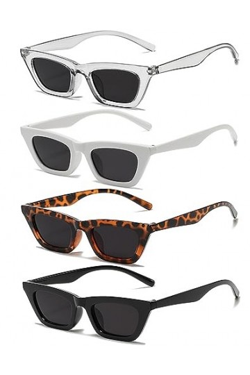Unning Cateye Lot de 4 lunettes de soleil pour femme, style vintage, yeux de chat, néon, drôles, pour femme, 4 couleurs B