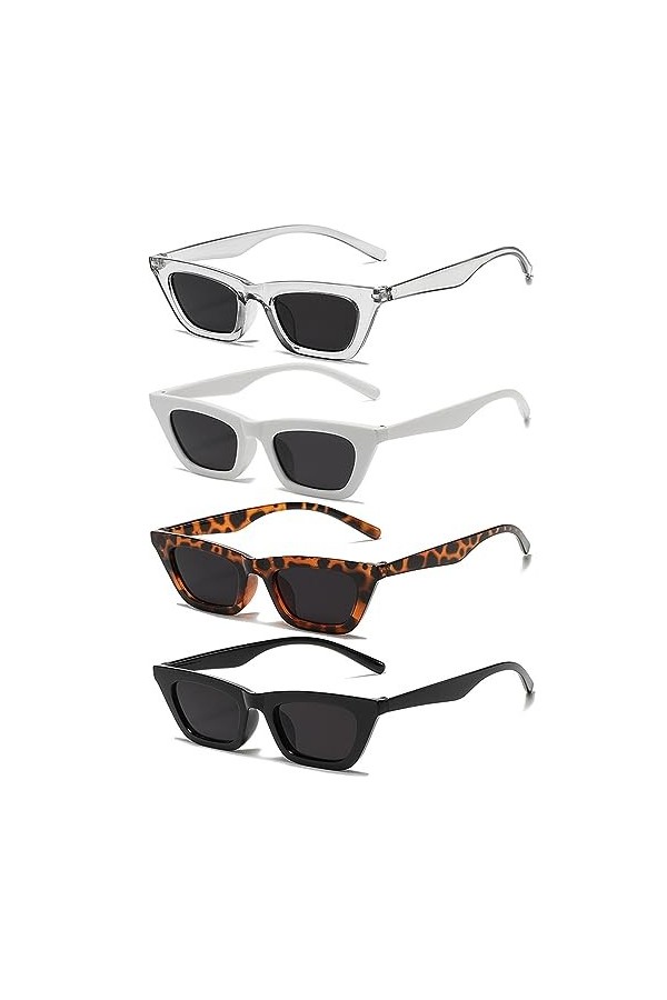 Unning Cateye Lot de 4 lunettes de soleil pour femme, style vintage, yeux de chat, néon, drôles, pour femme, 4 couleurs B