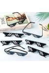 DERAYEE Lot de 10 lunettes de soleil noires Thug Life - 8 bits - Mosaïque - Verres Gamer Thuglife - Pour hommes et femmes - A