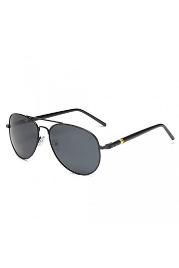 LANLANG SUN013 Lunettes de soleil polarisées pour homme et femme avec cadre rond noir et design tendance, anti-UV, bloquant l