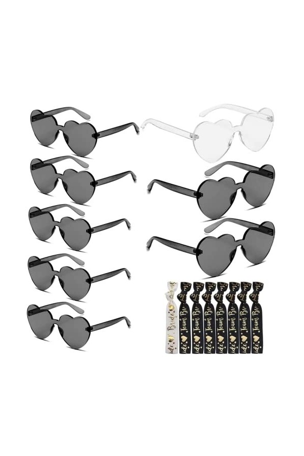 WAHKSR 8 pièces de lunettes de soleil, 16 pièces de lunettes de fête, mariage anniversaire en forme de cœur lunettes et brace