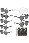 WAHKSR 8 pièces de lunettes de soleil, 16 pièces de lunettes de fête, mariage anniversaire en forme de cœur lunettes et brace