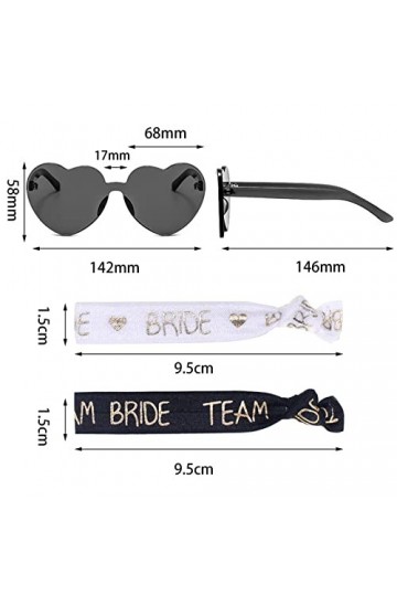 WAHKSR 8 pièces de lunettes de soleil, 16 pièces de lunettes de fête, mariage anniversaire en forme de cœur lunettes et brace