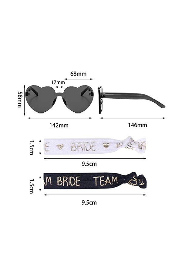 WAHKSR 8 pièces de lunettes de soleil, 16 pièces de lunettes de fête, mariage anniversaire en forme de cœur lunettes et brace