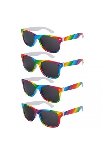 Firtink Lot de 4 lunettes de soleil arc-en-ciel Gay Pride style arc-en-ciel rétro pour homme et femme pour les festivals, les