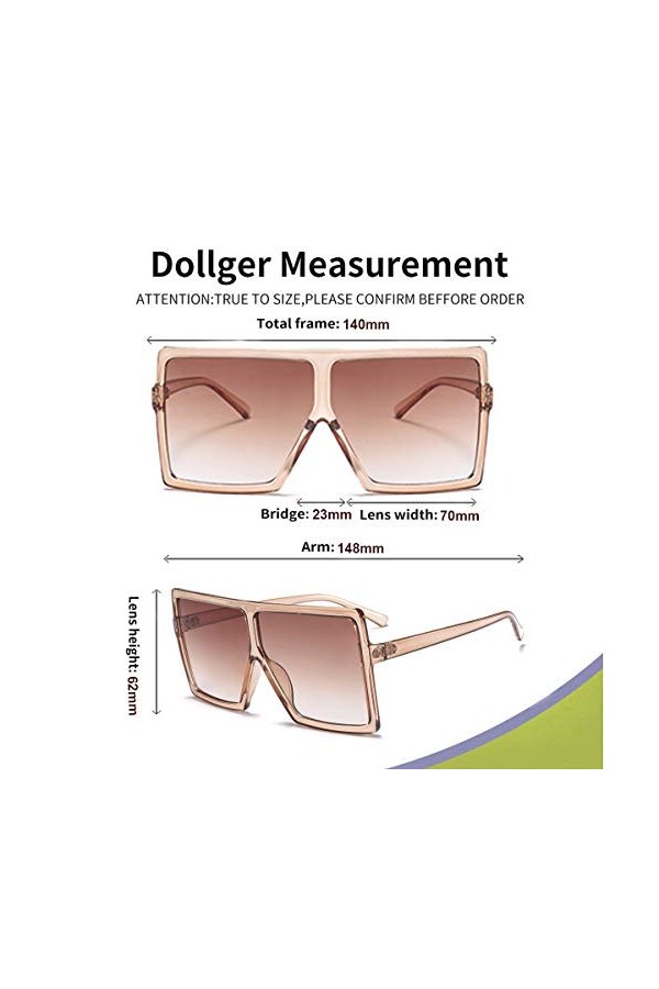 Lunettes de soleil surdimensionnées pour homme et femme - -