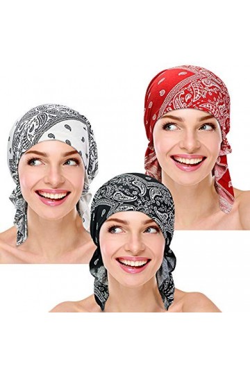 3 Pièces Femmes Chemo Chapeau Turban Bonnet Pre-Tied Headwear Bandana pour la perte de cheveux - - taille unique